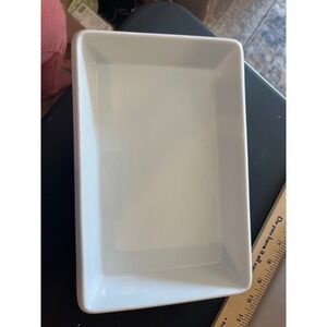 Farberware White Ceramic Rectangular Serving Platter Tray 10.5 x 6.5 Minimalist